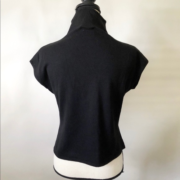 Vintage RIKKI K. Cashmere/silk blend mock neck lightweight black sweater large - Picture 2 of 5